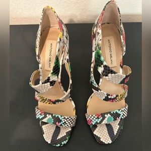 Very cute multi  color strapy heels, worn once